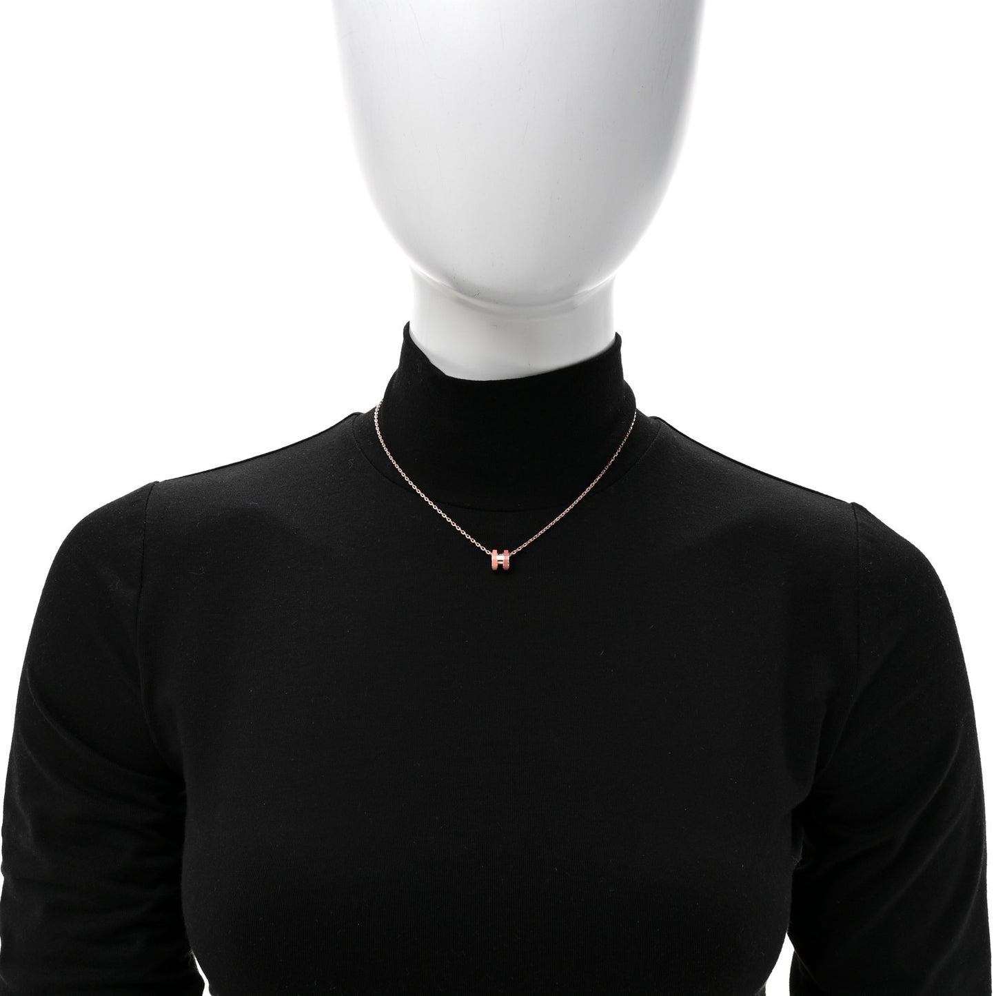 Lacquered Rose Gold Mini Pop H Pendant Necklace Rose Dragee