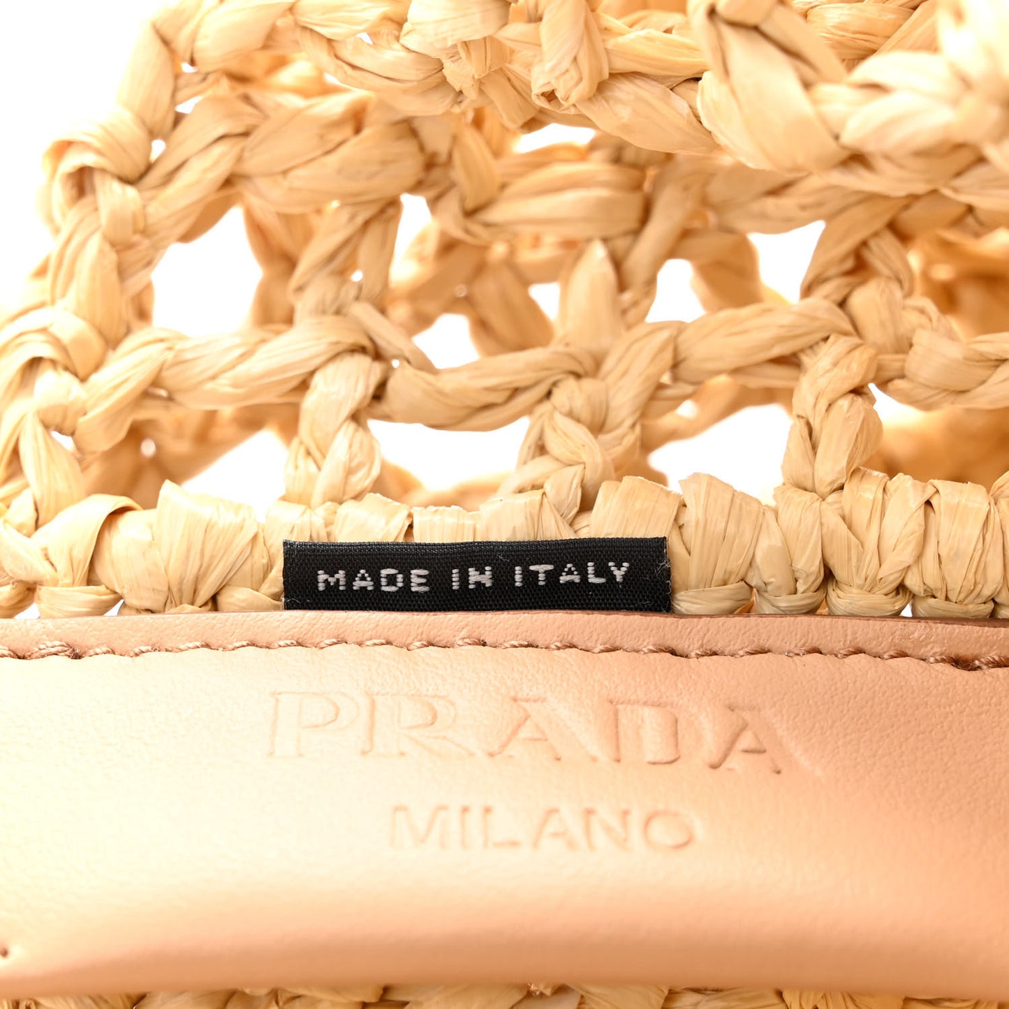 Yarn Raffia Effect Crochet Logo Embroidered Tote Bag Naturale