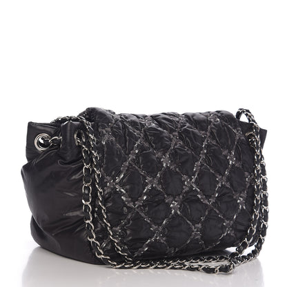 Chanel Nylon Quilted Tweed Stitch Bubble Flap Black 2 of 9