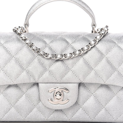 Chanel Metallic Caviar Quilted Mini Top Handle Rectangular Flap Silver 10 of 10