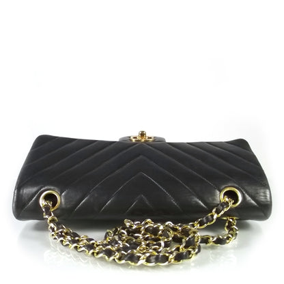 Chanel Lambskin Chevron Medium Double Flap Black 5 of 9
