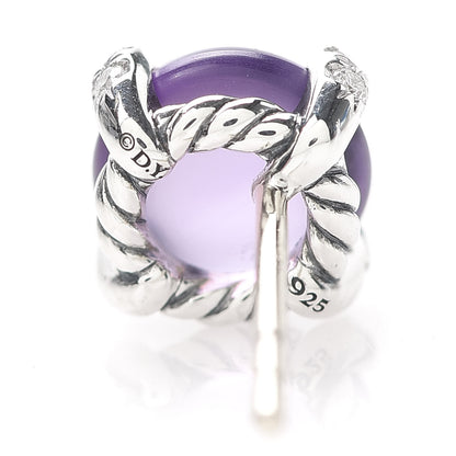 David Yurman Sterling Silver Diamond Amethyst 8mm Chatelaine Stud Earrings 4 of 4