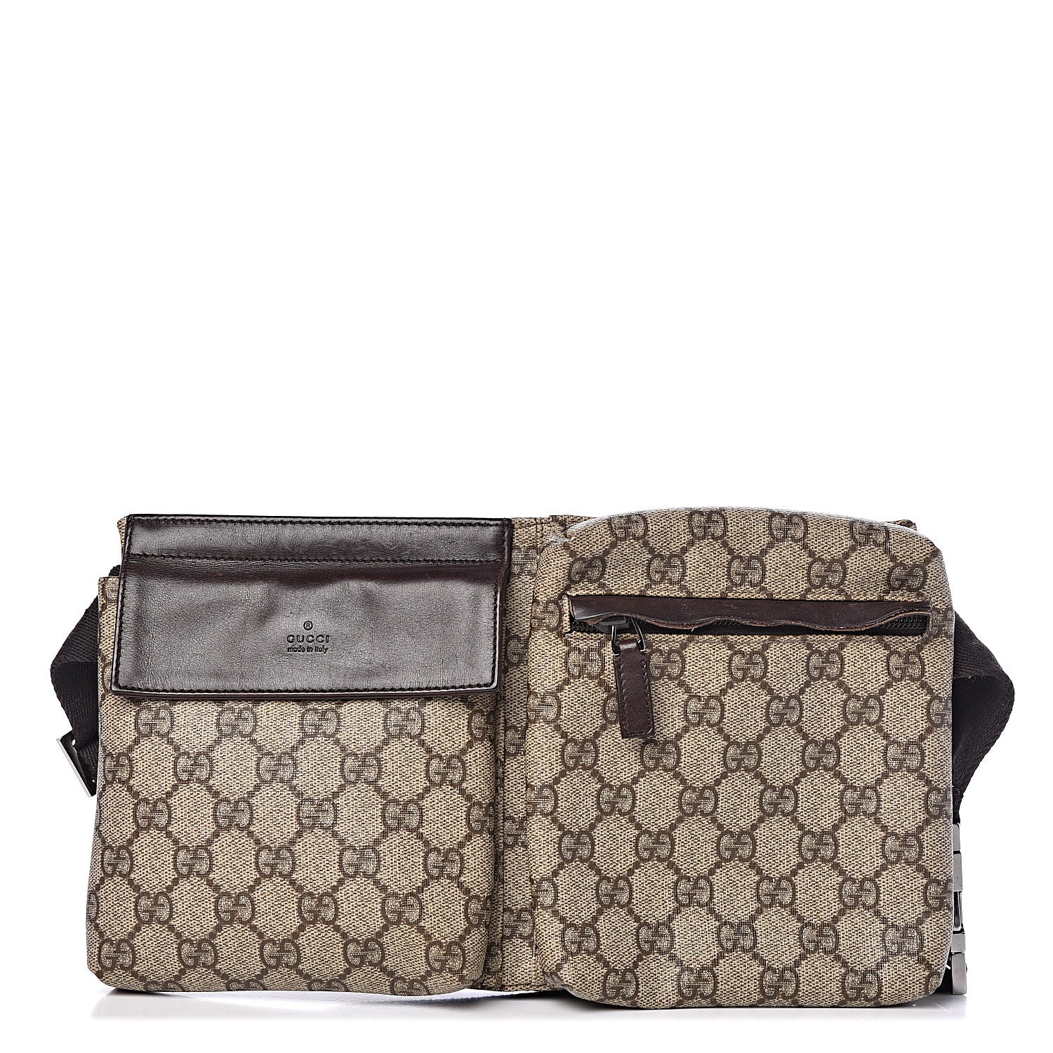 Gucci GG Plus Monogram Double Pocket Belt Bag Dark Brown 1 of 12