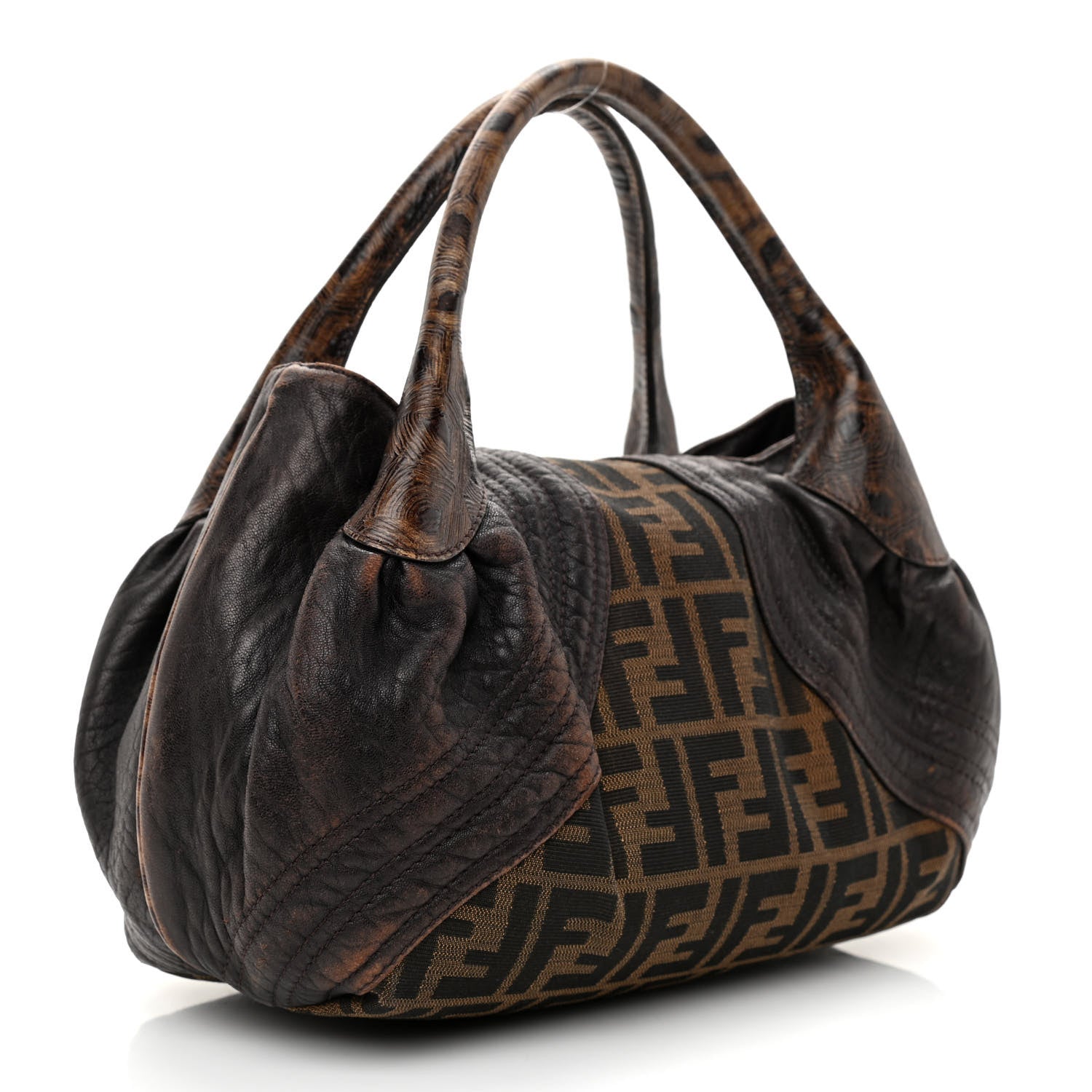 Fendi Zucca Nappa Nuvolata Vitello Tortuga Small Spy Tobacco Moro 3 of 11