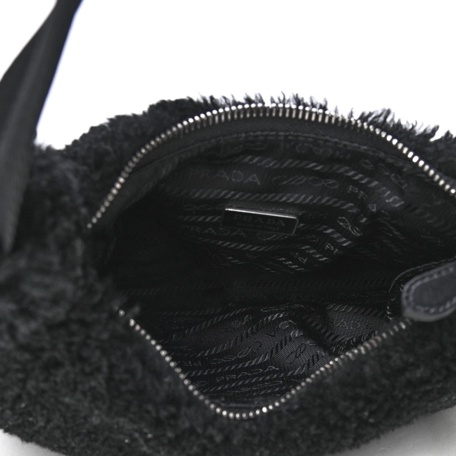 Prada Shearling Mini Re-Edition 2000 Bag Black 4 of 4