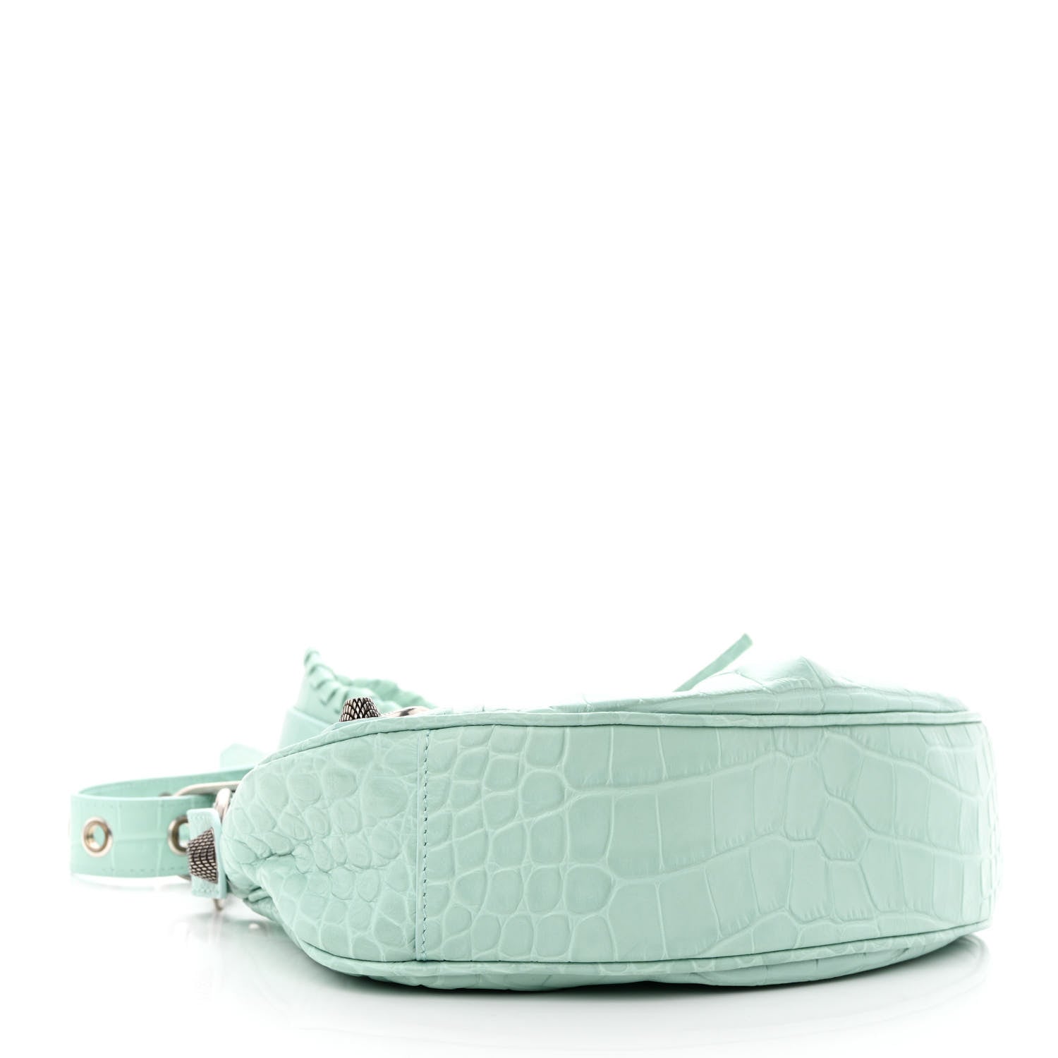 Balenciaga Extra Supple Calfskin Crocodile Embossed Le Cagole Shoulder Bag XS Green Acqua 4 of 10