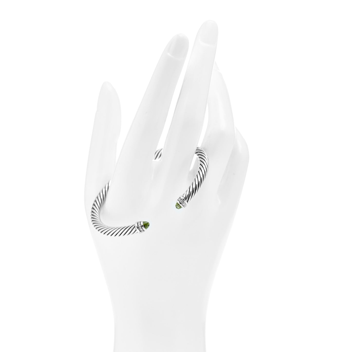 Sterling Silver Diamond Peridot 5mm Cable Classics Bracelet