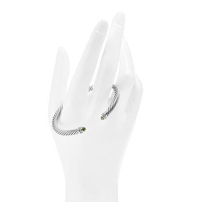 David Yurman Sterling Silver Diamond Peridot 5mm Cable Classics Bracelet 2 of 4