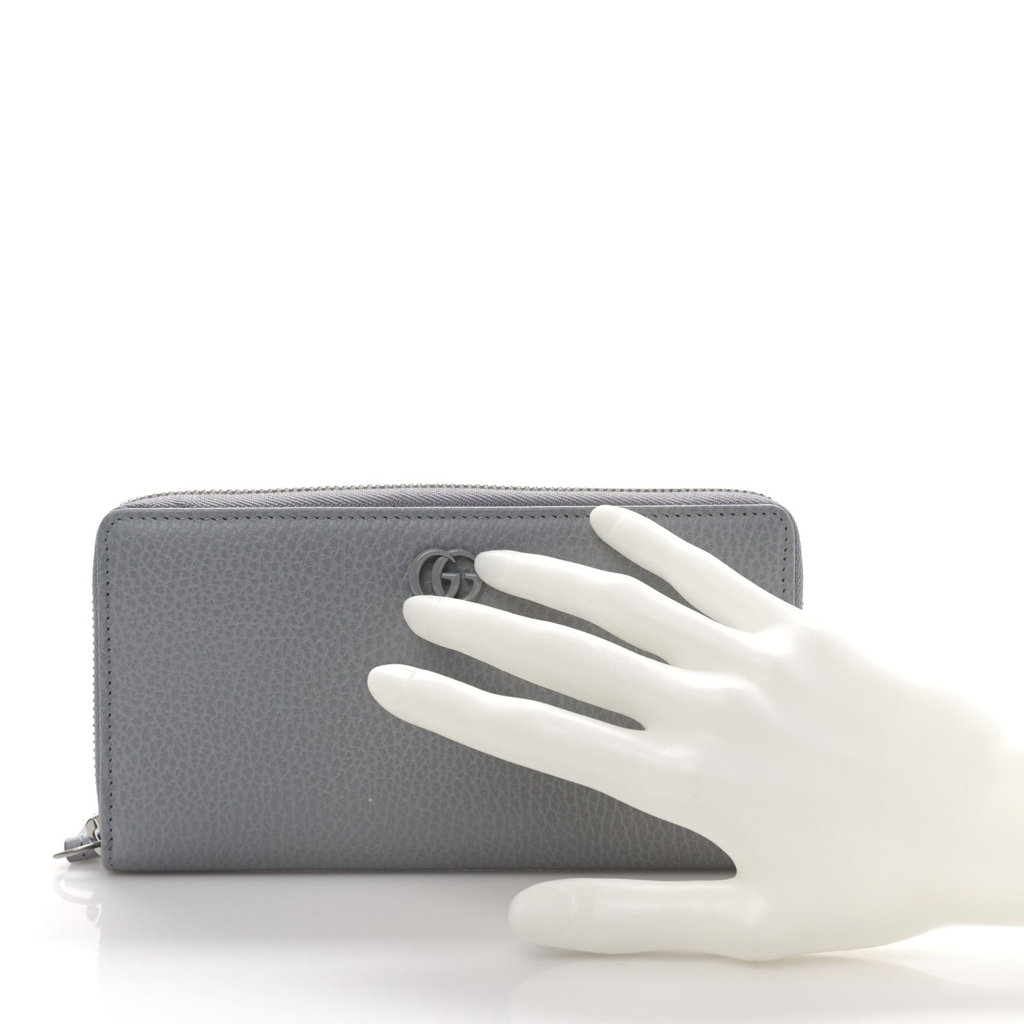 Dollar Calfskin Monochrome GG Marmont Zip Around Wallet Deep Grey