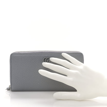 Gucci Dollar Calfskin Monochrome GG Marmont Zip Around Wallet Deep Grey 2 of 9