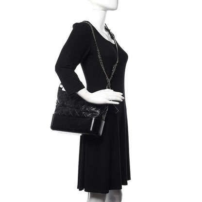 Chanel Aged Calfskin Quilted Medium Gabrielle Hobo Black 2 of 12