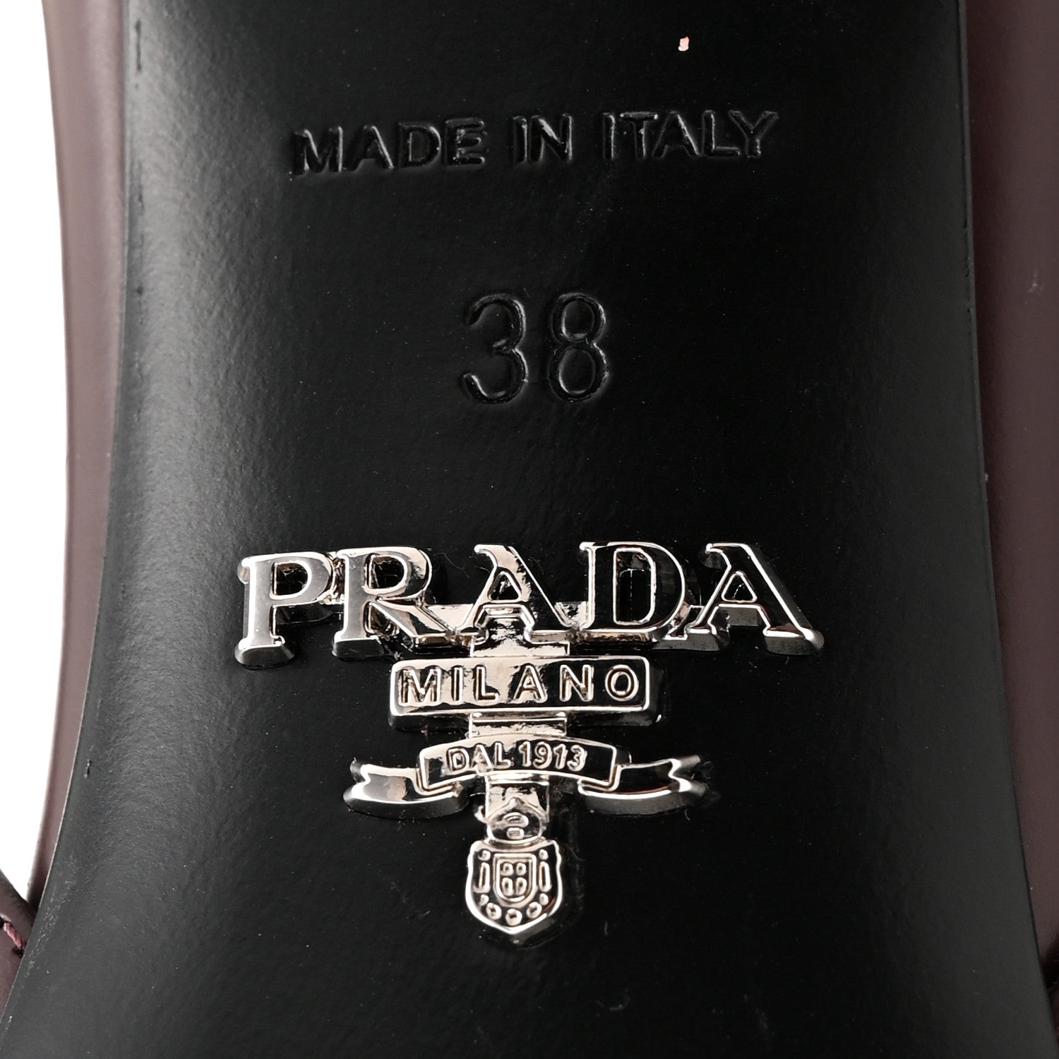 Prada Spazzolato Padded Triangle Logo Pointed Toe Slingback Pumps 38 Burgundy 7 of 9