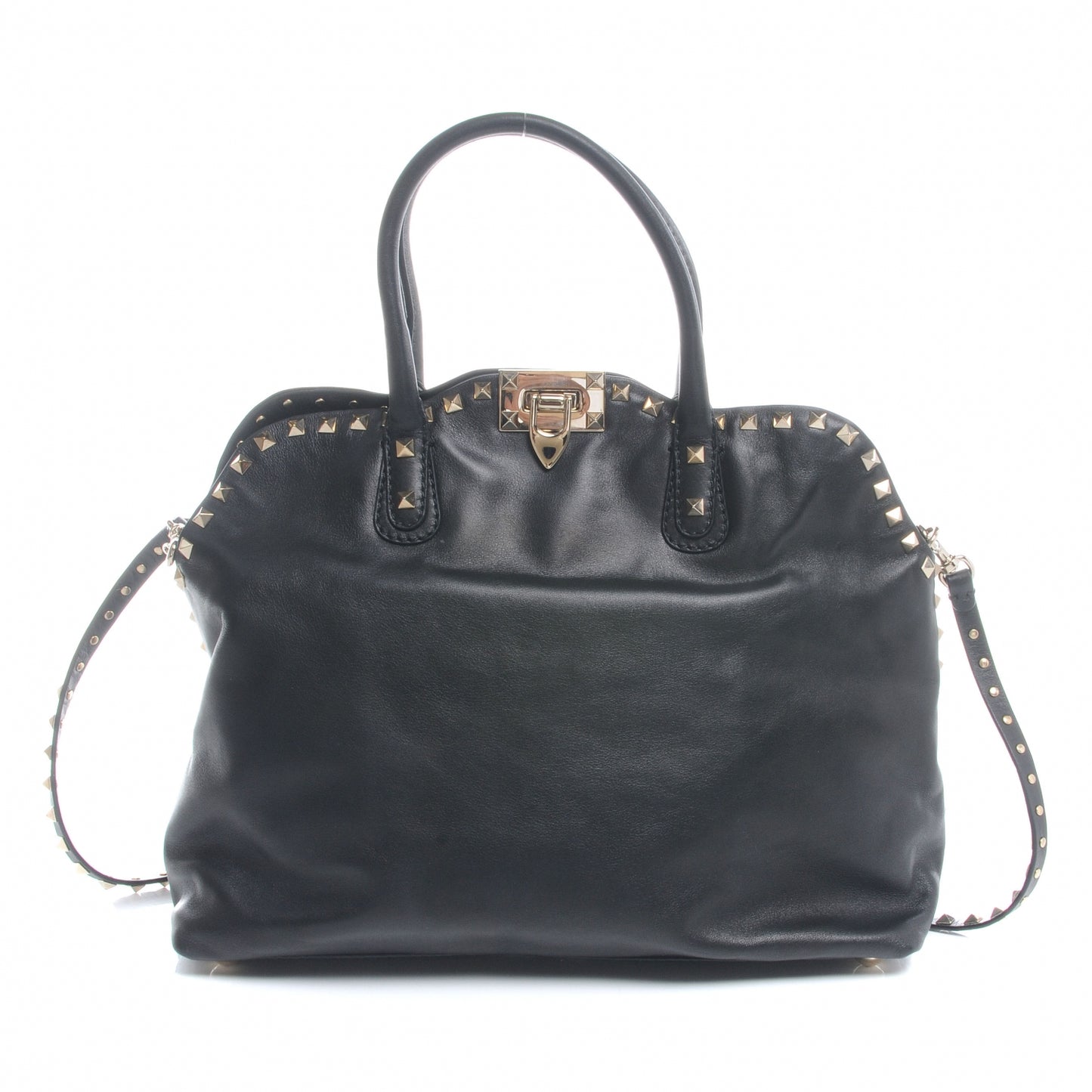 Vitello Rockstud Dome Satchel Black