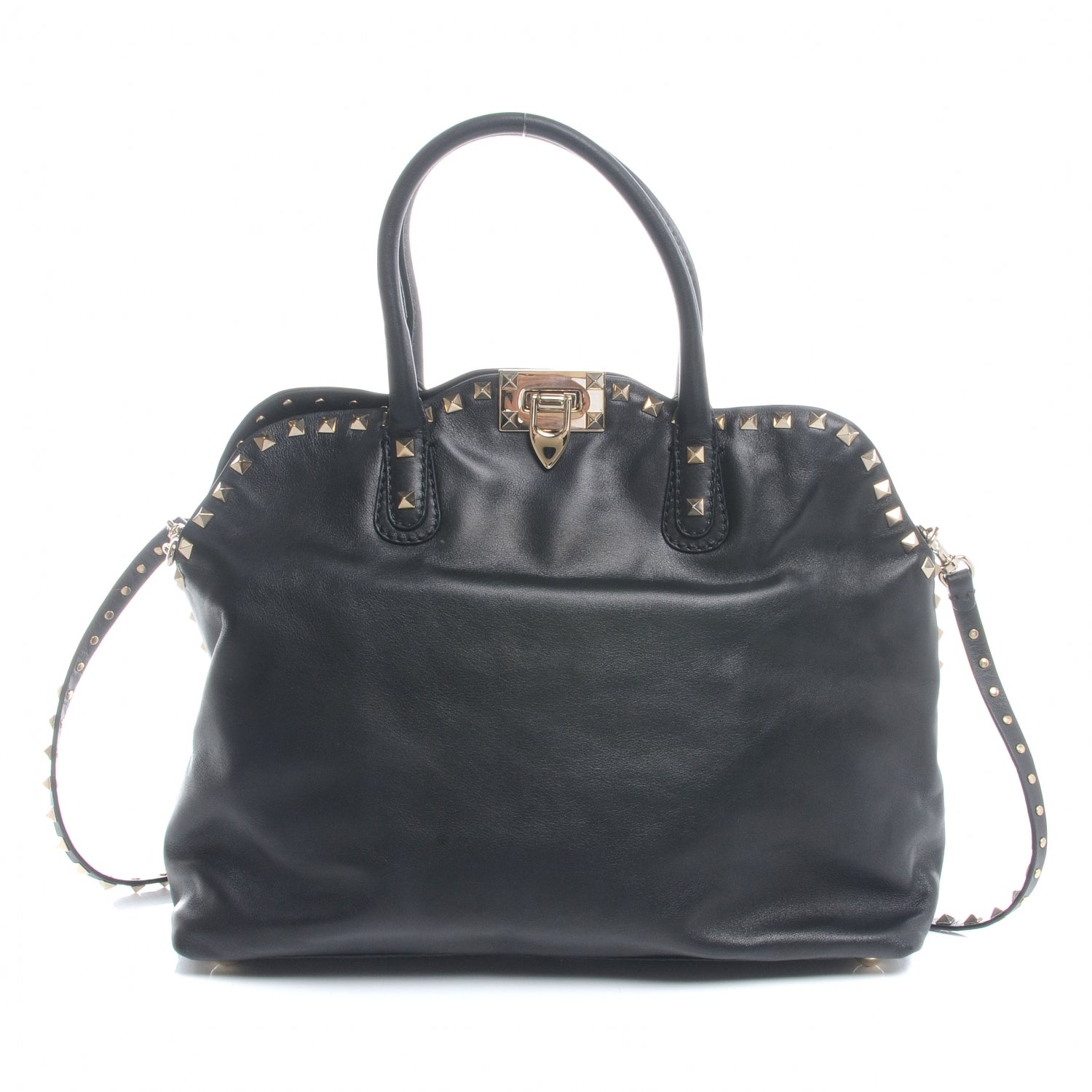 Valentino Garavani Vitello Rockstud Dome Satchel Black 1 of 8
