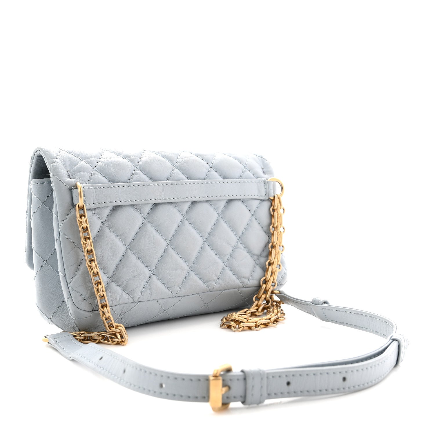 Chanel Aged Calfskin Quilted 2.55 Reissue Chain Waist Bag Light Blue 3 of 11