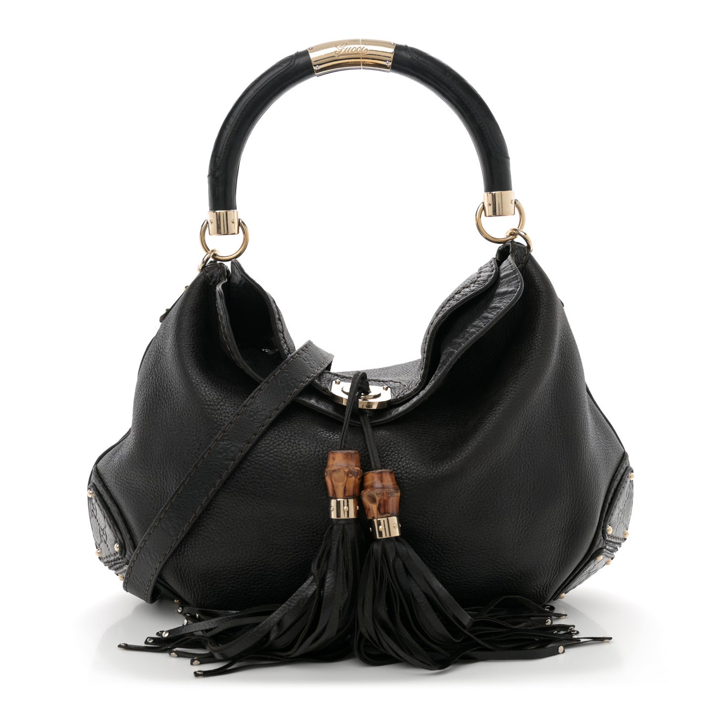 Calfskin Large Indy Top Handle Hobo Black