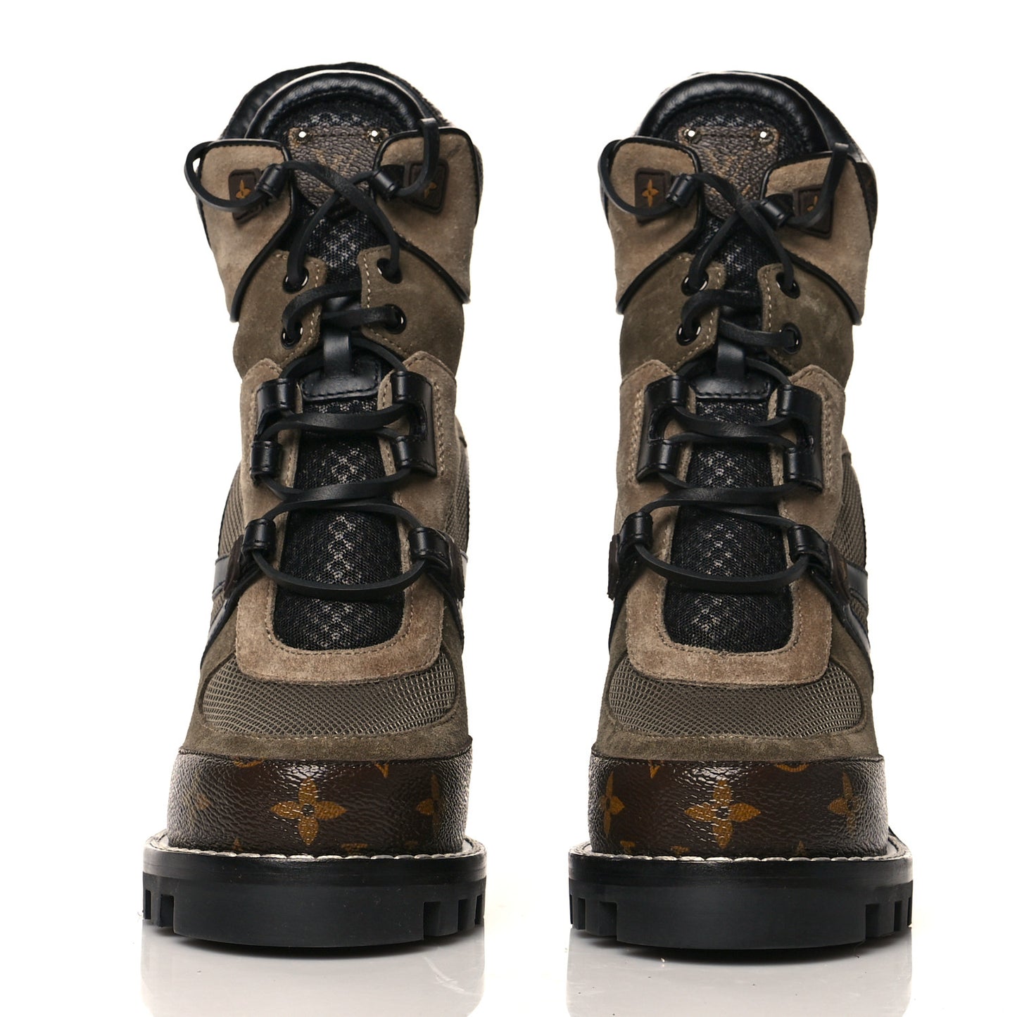 Suede Calfskin Monogram Star Trail Ankle Boots 37.5 Khaki