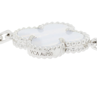 Van Cleef & Arpels 18K White Gold Chalcedony 10 Motifs Vintage Alhambra Necklace 6 of 6