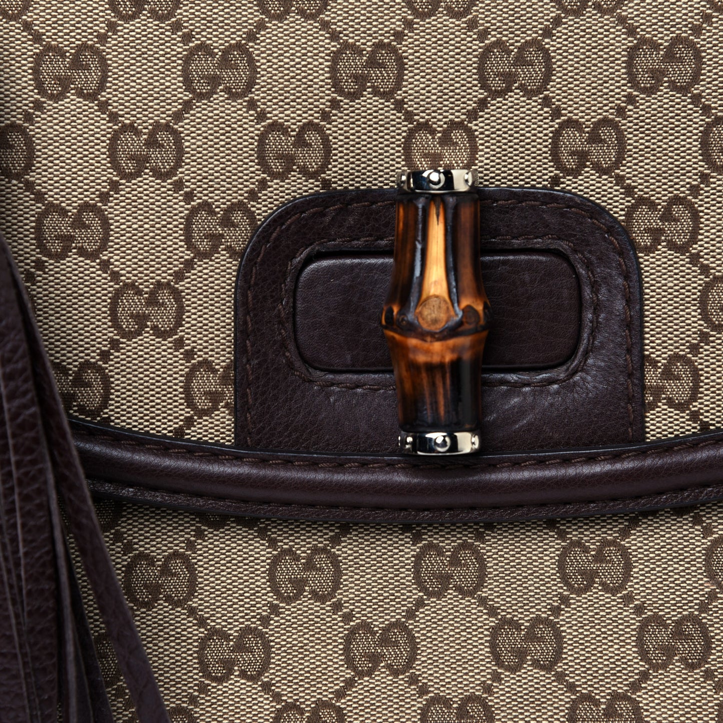 Monogram Large New Bamboo Top Handle Bag Brown