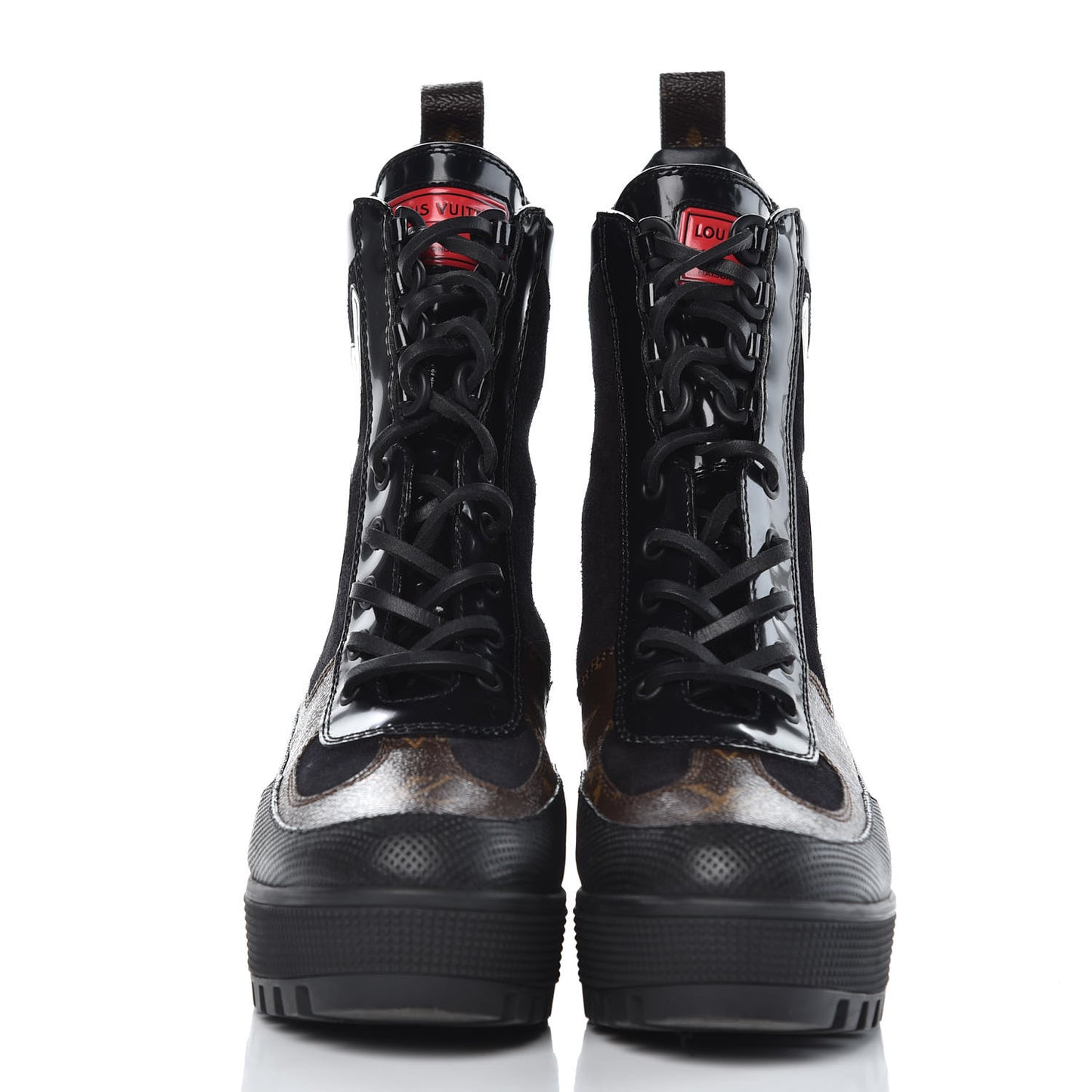 Suede Calfskin Monogram World Tour Platform Desert Boots 37 Black