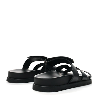 Hermes Calfskin Womens Chypre Sandals 36.5 Black 4 of 9