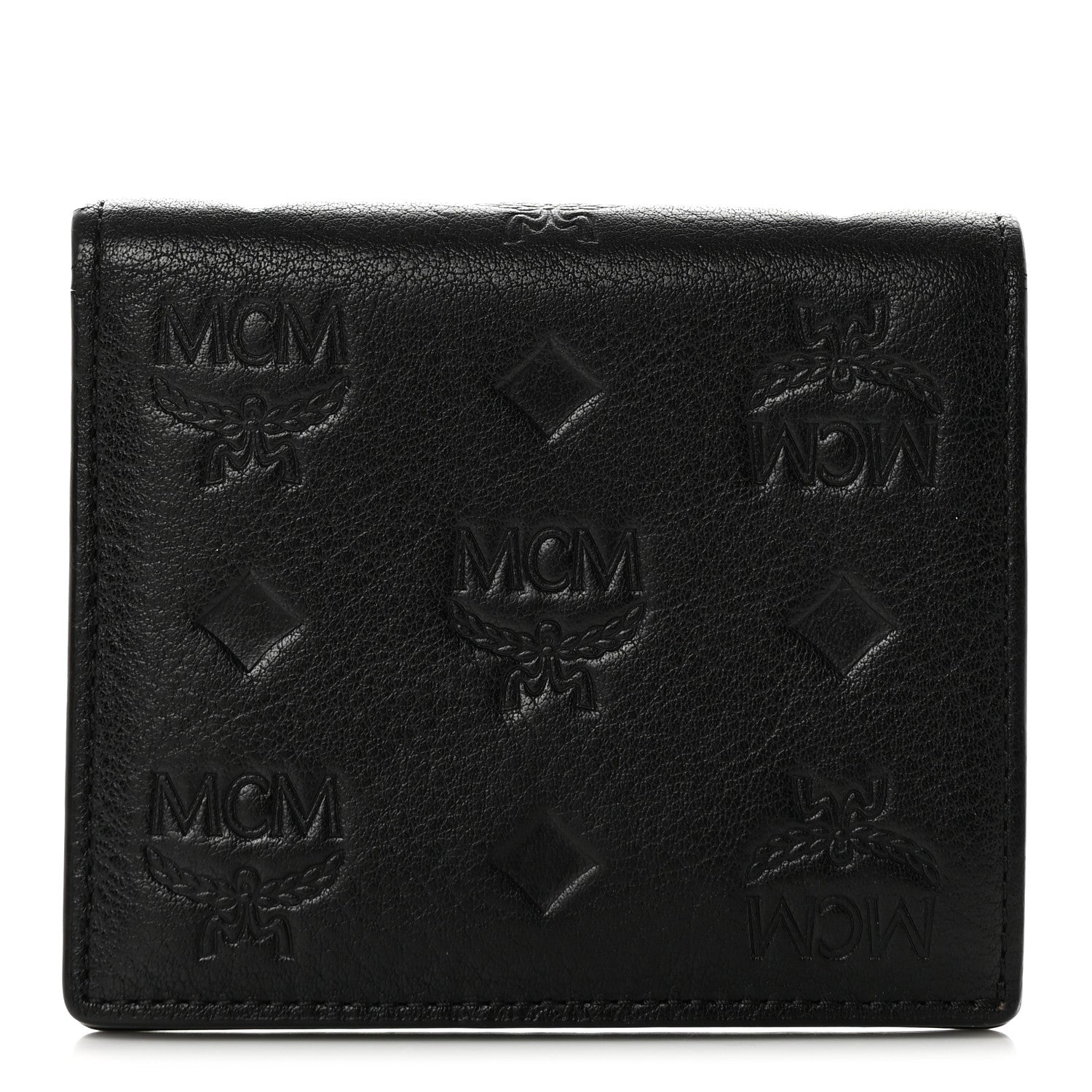 MCM Calfskin Ottomar Monogram Bi-Fold Wallet Black 1 of 8