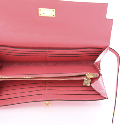 Hermes Chevre Mysore Kelly Longue Wallet Rose Azalee 5 of 8