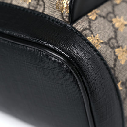 Gucci GG Supreme Monogram Bees Print Small Day Backpack Beige Oro Black 9 of 13
