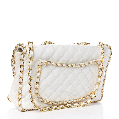 Chanel Patent Quilted Jumbo XL Chain Around Flap White 3 of 20