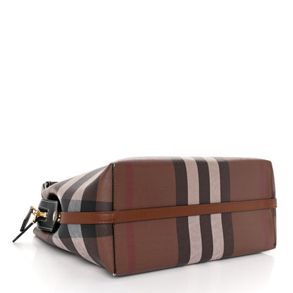 Burberry E-Canvas Check Calfskin Medium Catherine Tote Bag Dark Birch Brown 4 of 9