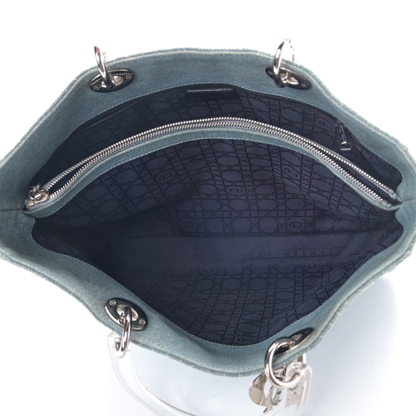Denim Cannage Large Lady Dior Light Blue