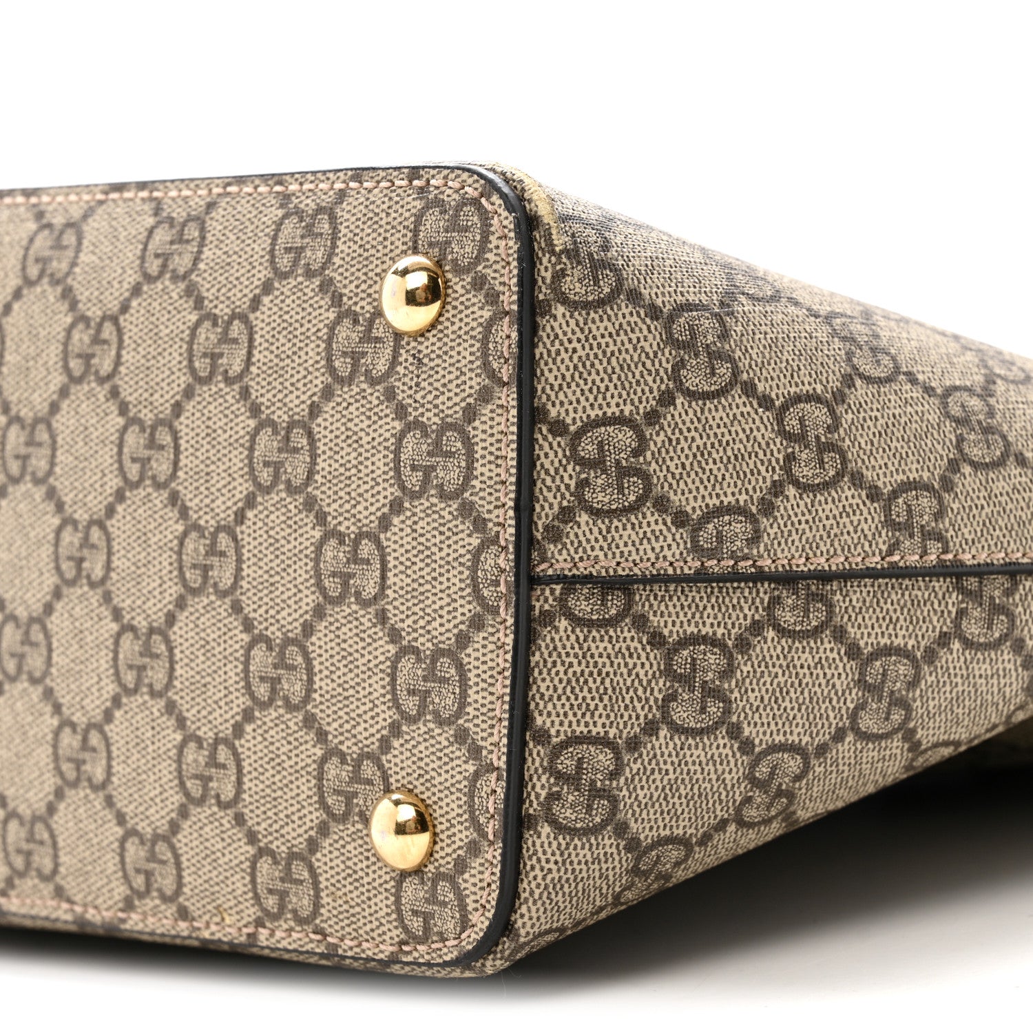 Gucci GG Supreme Monogram Medium Zippered Bucket Tote Beige Hibiscus Red New Rosette 10 of 14