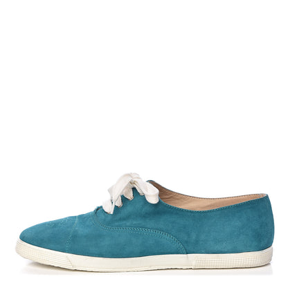 Chanel Suede CC Sneakers 40 Blue 1 of 14