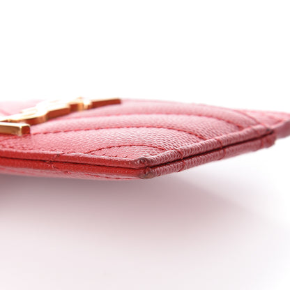 Saint Laurent Grain De Poudre Matelasse Chevron Credit Card Case New Red 13 of 15