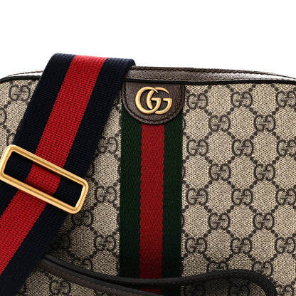 Gucci GG Supreme Monogram Textured Dollar Calfskin Web Ophidia Wristlet Shoulder Bag Beige Ebony New Acero 8 of 10