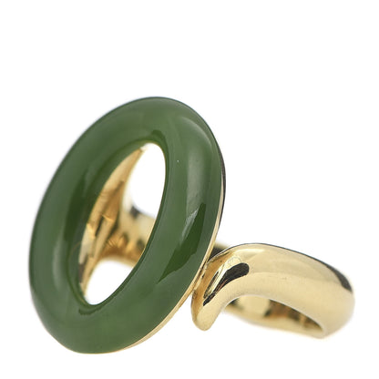 Tiffany 18K Yellow Gold Green Jade Elsa Peretti Sevillana Ring 54 7 3 of 6