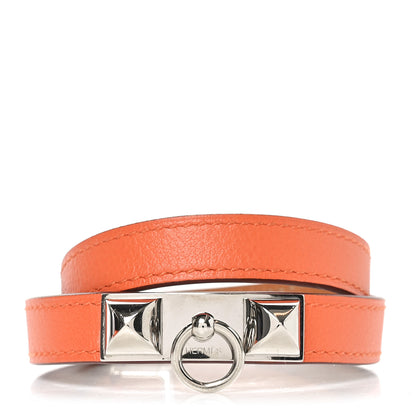 Hermes Epsom Rivale Double Tour Bracelet M Orange 1 of 8