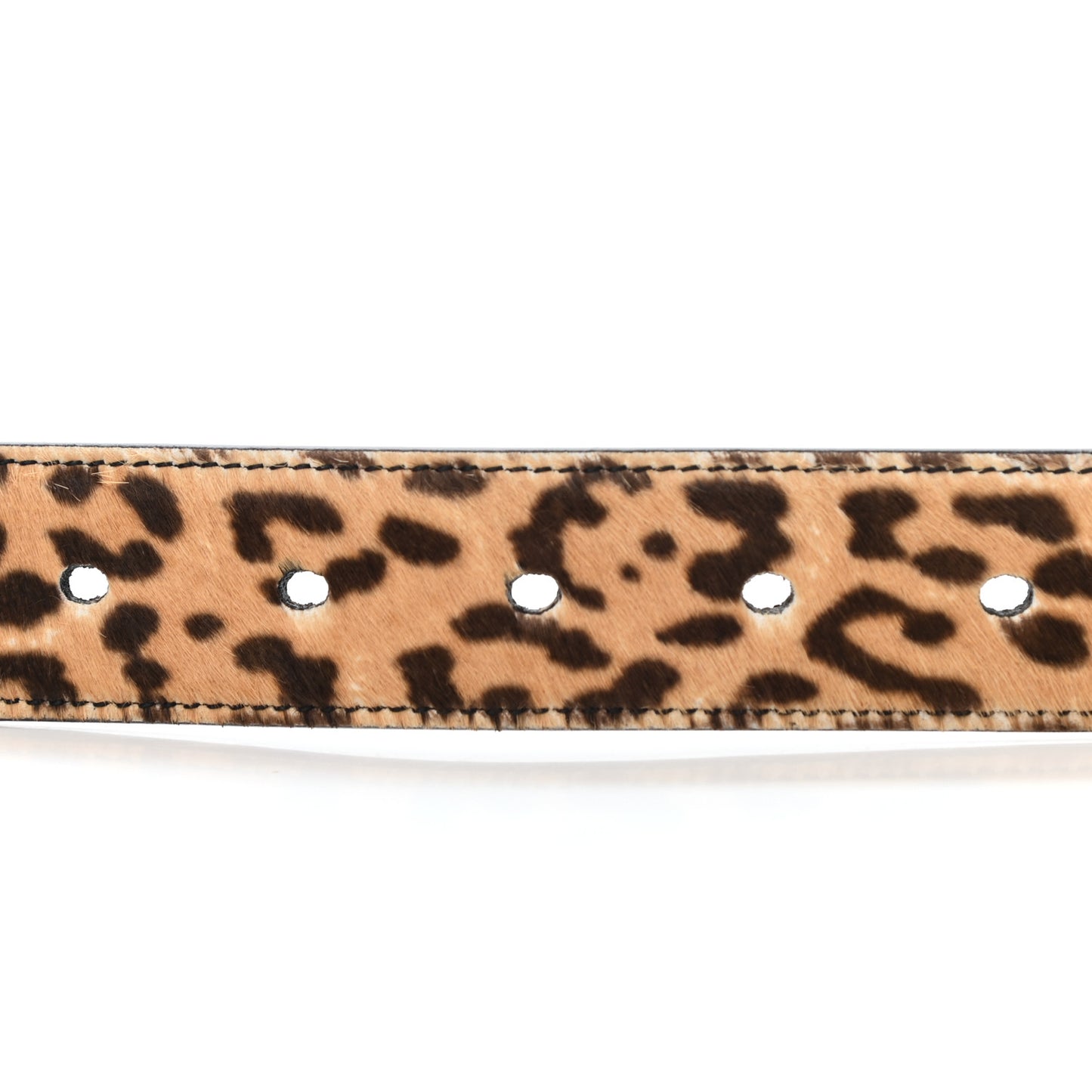 Calf Hair Leopard Print Monogram Square Buckle Belt 85 34 Brown