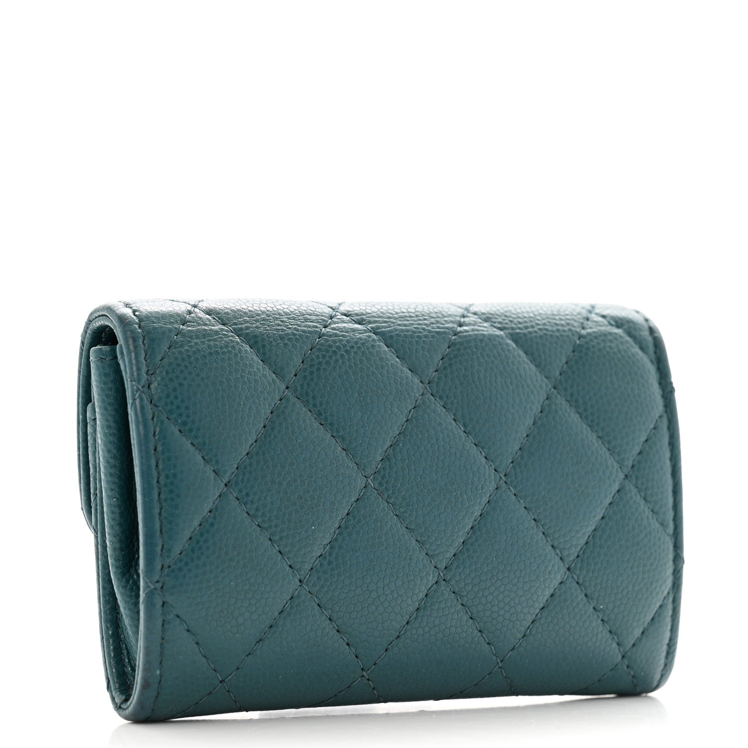 Chanel Caviar Quilted Flap Card Holder Turquoise 3 of 14