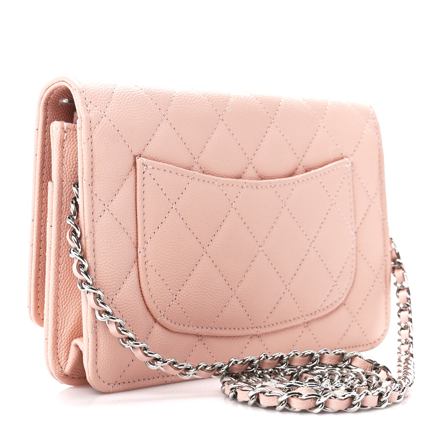 Chanel Caviar Quilted Wallet on Chain WOC Beige Blue 3 of 11