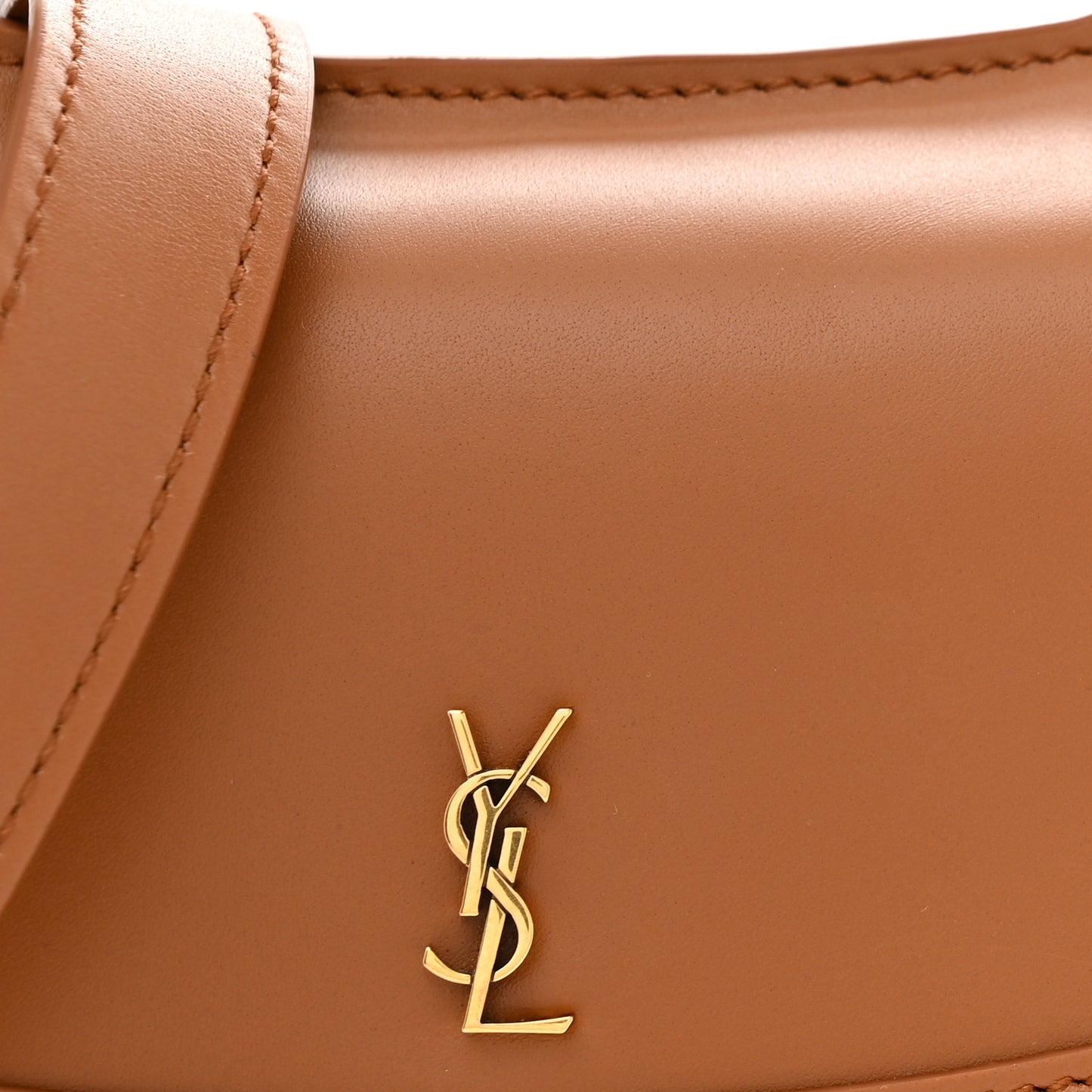 Smooth Calfskin Small Charlie Shoulder Bag Miel Dark