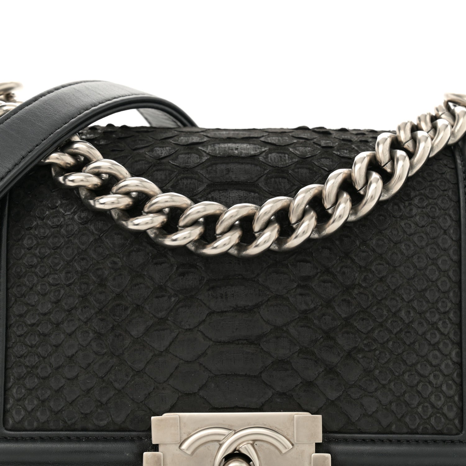 Chanel Matte Snakeskin Calfskin Small Boy Flap Black 8 of 13