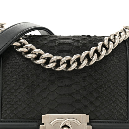 Chanel Matte Snakeskin Calfskin Small Boy Flap Black 8 of 13