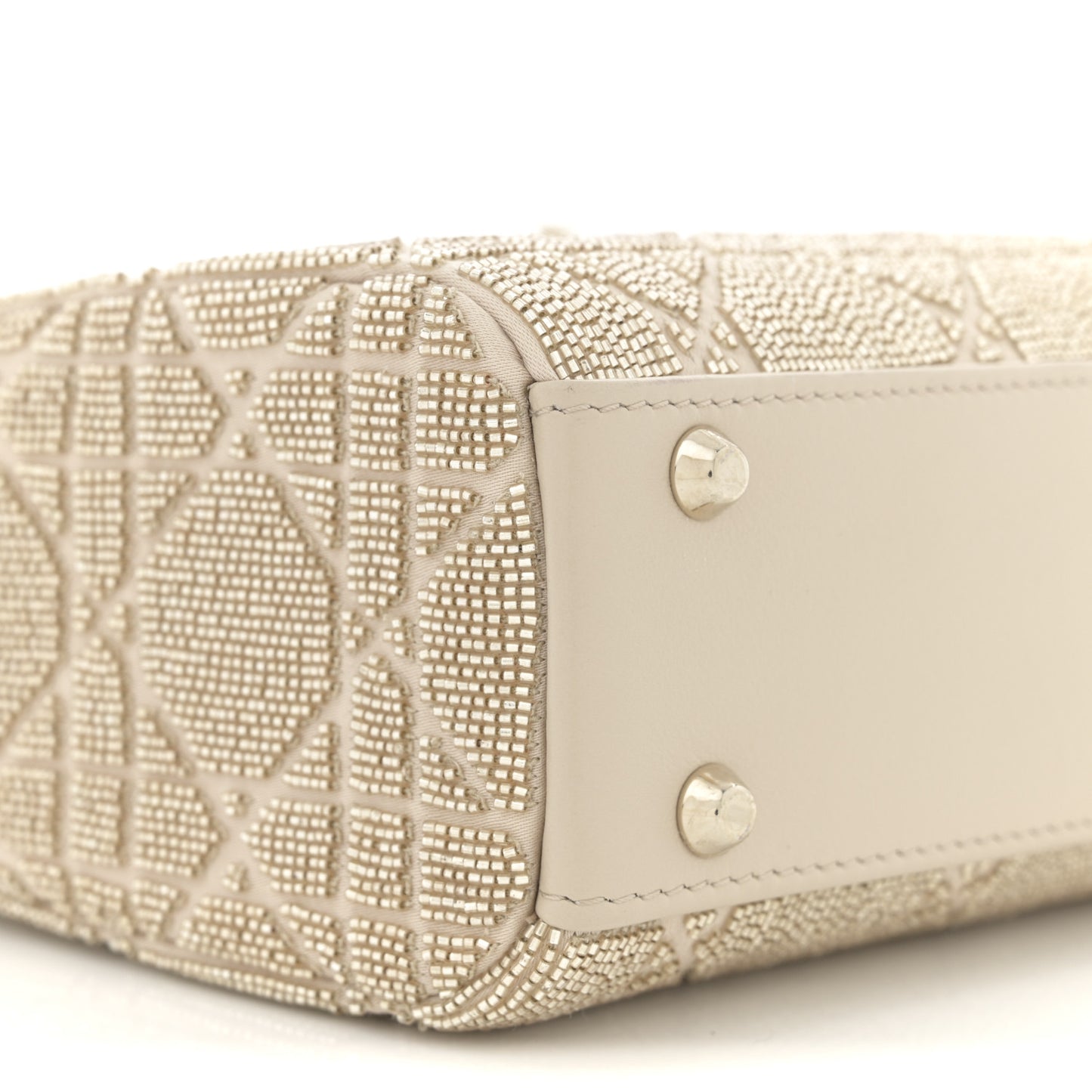 Lambskin Cannage Beaded Embroidered Mini Lady Dior Caramel Beige