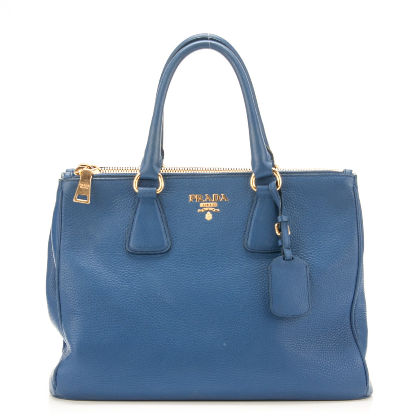 Vitello Daino Large Double Zip Tote Cobalto