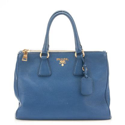 Prada Vitello Daino Large Double Zip Tote Cobalto 1 of 8