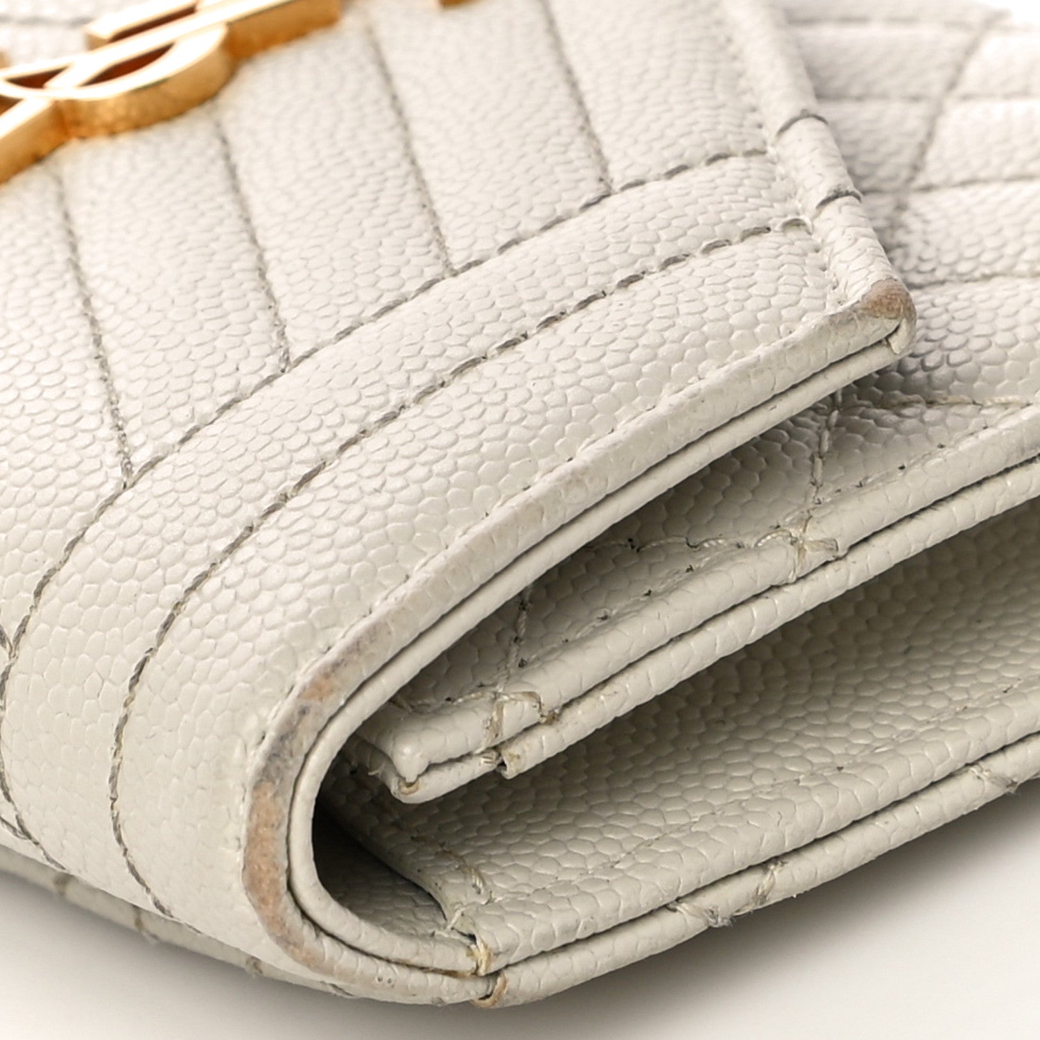 Saint Laurent Grain De Poudre Textured Mixed Matelasse Triquilt Small Monogram Envelope Wallet Blanc Vintage 11 of 13
