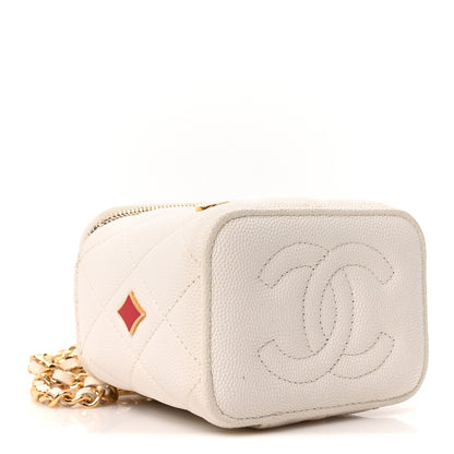 Chanel Caviar Quilted Enamel Coco Casino Mini Vanity Case With Chain White 4 of 10