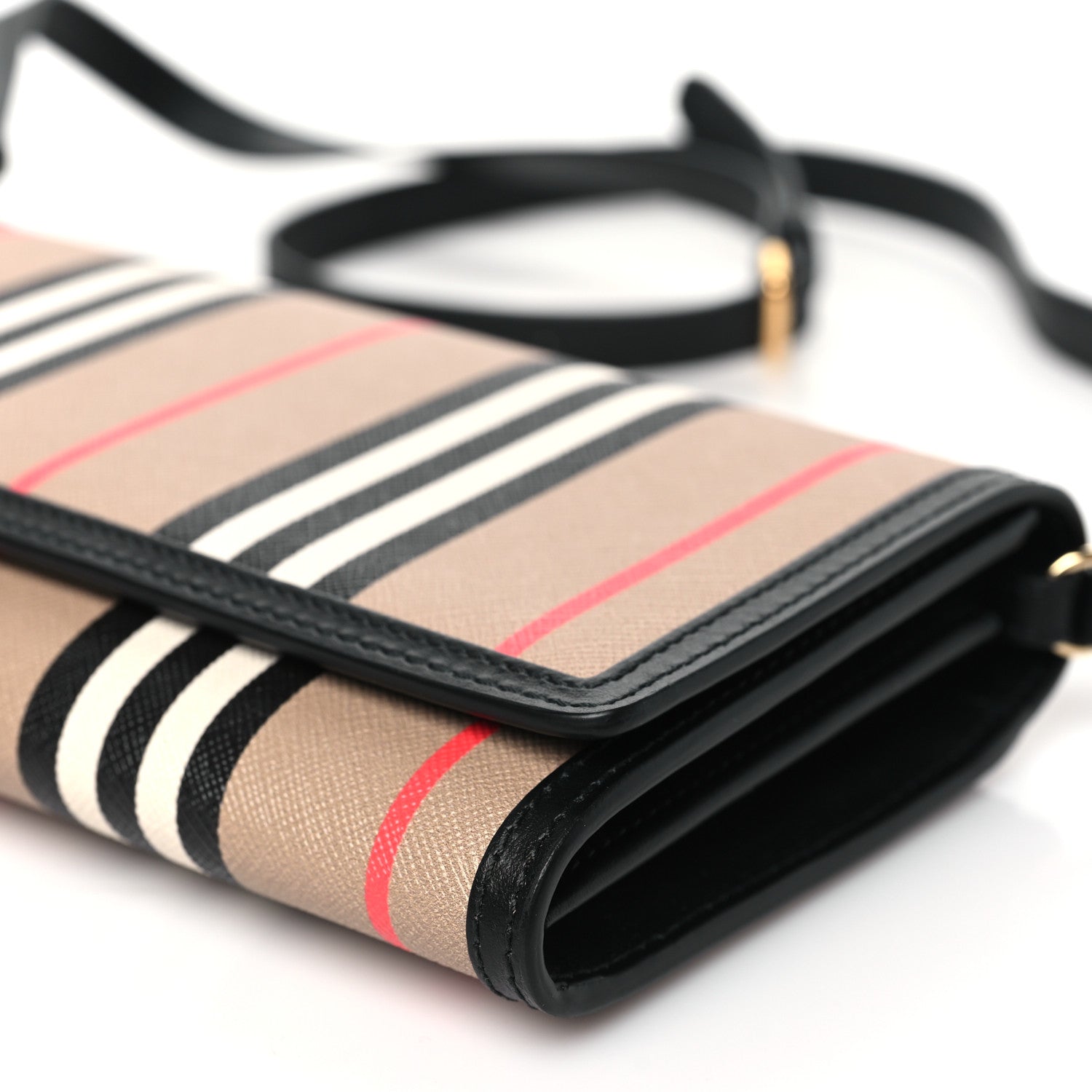 Burberry E-Canvas Icon Stripe Hannah Wallet With Detachable Strap Archive Beige Black 10 of 10