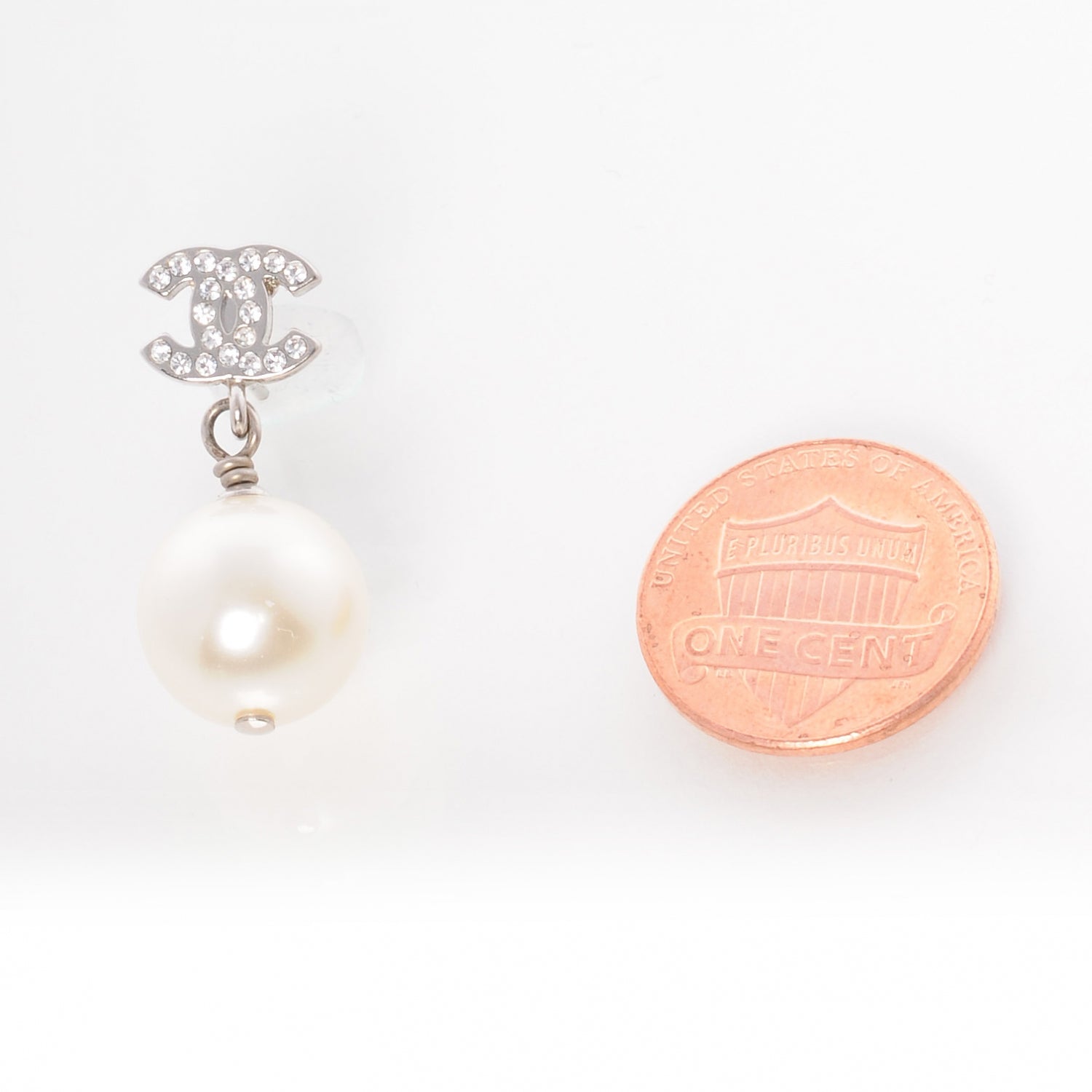 Chanel Swarovski Crystal CC Pearl Dangle Earrings 2 of 4